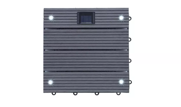 WPC Klickfliese mit LED 1 m2 Grau